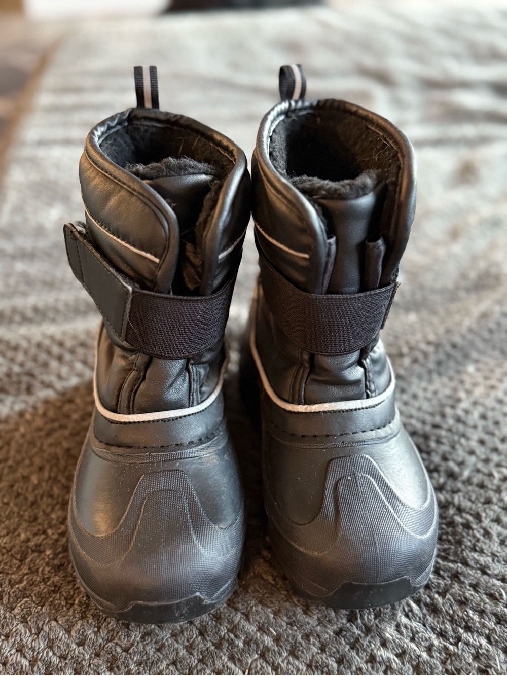 Kids Black Winter Snow Boots - Cozy Insulated Toddler Boots
